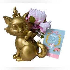 DISNEY PARKS ANN SHEN ARISTOCATS MARIE GOLD STATUE VASE PEONIES